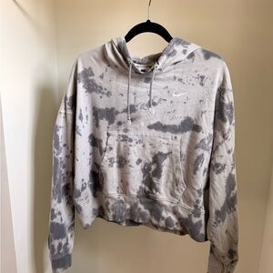 Nike Women's Black and Gray Tie-Dye Hoodie